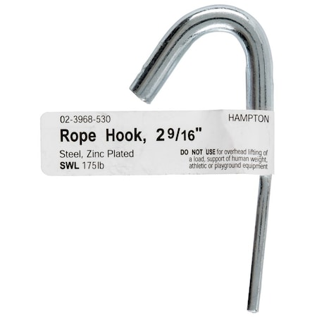 Hampton Hampton Small Zinc-Plated Silver Steel 2.5625 in. L Rope Binding Hook 175 lb 1 pk 02-3968-530
